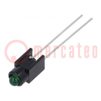 LED; in housing; green; 3mm; No.of diodes: 1; 30mA; Lens: green; 60°