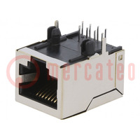 Buchse; RJ45; PIN: 8; Kat: 5; abgeschirmt; System: 8p8c; THT