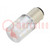 LED lamp; red; BA15D,T20; 230VDC; 230VAC; -20÷60°C; Mat: plastic