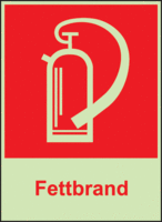 Brandschutz-Kombischild - Feuerlöscher, Fettbrand, Rot, 30 x 20 cm, Aluminium