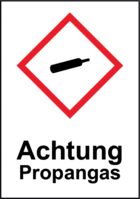 Gefahrenpiktogramm - Achtung<br>Propangas, Rot/Schwarz, 37.1 x 26.2 cm, Weiß