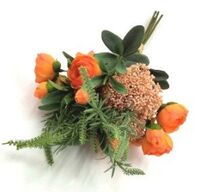Artificial Silk Cottage Style Ranunculus Bouquet - 53cm, Orange
