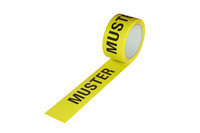 ISO-Klebeband PP, 50 mm breit x 66 lfm - gelb Aufdruck "Muster"