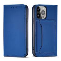 Magnet Card Case Hülle für iPhone 14 Plus Flip Cover Wallet Stand blau