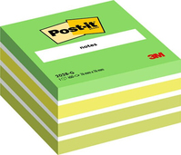 3M 7100200375 karteczka samoprzylepna Kwadrat Zielony, Biały 450 ark. Samoprzylepny