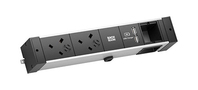Bachmann Desk Rail power extension 2 m 2 AC outlet(s) Indoor Black, Silver