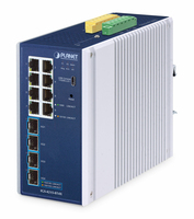 PLANET IP30 Industrial L2/L4 8-Port Managed L2/L4 Gigabit Ethernet (10/100/1000) Aluminium, Blau