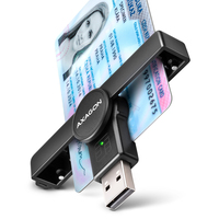 Axagon CRE-SMPA chipkártya olvasó Beltéri USB USB 2.0 Fekete