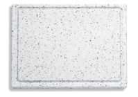 Dick Kunststoff-Schneidbrett mit Saftrille, weiß marmoriert, 53 x 32,5 x 1,8 cm
