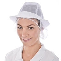 LHC 18001 White Trilby Hat with Snood - Size L