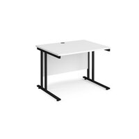 Maestro 25 straight desk 1000mm x 800mm - black cantilever leg frame and white t