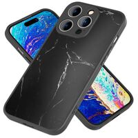 NALIA Glass Cover Marble Look compatible with iPhone 14 Pro Max Case, Shatterproof Scratch-Resistant Anti-Fingerprint Silk Touch Matt, 9H Tempered Glass Phone Hardcase & Silicon...