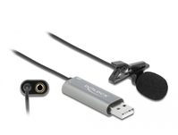 USB Krawatten Lavalier Mikrofon Omnidirektional 24 Bit / 192 kHz mit Clip und 3,5 mm Stereoklinken-K