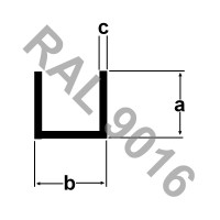 Aluminium U-profiel 20x20x20x2mm RAL9016 wit 1 meter lang