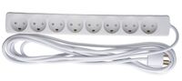 8-way Danish Power Strip 5m With Earth, without ON/OFF Switch Power Strips