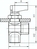 Zeichnung: Winkel-Kugelhahn mit einseitigem Knebelgriff, kompakt