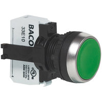 BACO L21AA81B Red Flat Push Button 600V 10A Switch with Chrome-plated Ring