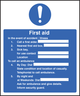 SPARTEX 26020H FIRST AID IN THE EVENT OF ACCIDENT / ILLNESS (300X250M