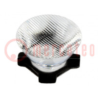 LED lens; round; transparent; 8/55°; Mounting: adhesive tape