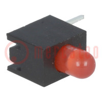 LED; in housing; red; 3mm; No.of diodes: 1; 20mA; Lens: diffused; 30°