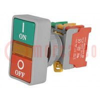 Switch: double; 30mm; Stabl.pos: 1; NC + NO; green/red; IP65; DPB30