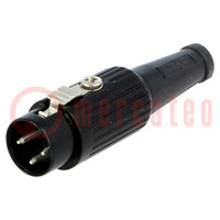Plug; DIN; male; PIN: 3; Layout: 180°; straight; for cable; soldering