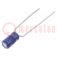 Capacitor: electrolytic; THT; 22uF; 16VDC; Ø4x7mm; Pitch: 5mm; ±20%