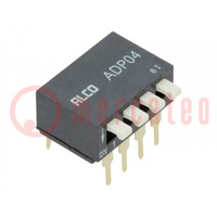 Switch: DIP-SWITCH; ON-OFF; 0.1A/24VDC; Pos: 2; -30÷85°C; THT; ADP