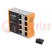 Switch Ethernet; managed; Number of ports: 8; 18÷30VDC; RJ45; IP20