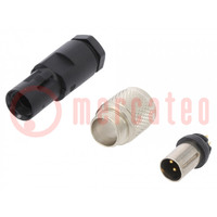 Connector: M9; plug; 712; male; PIN: 4; gold-plated; 3A; IP67; 125V