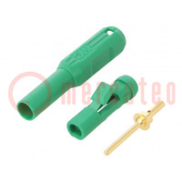Connector: 1,5mm banana; plug; green; Connection: soldered; 0.5mm2