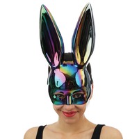 Demi-masque lapin irridescent - noir