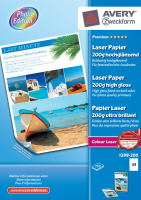 Avery Premium Colour Laser, A4, 200g printing paper A4 (210x297 mm) Gloss 200 sheets White