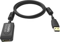 Vision TC 5MUSBEXT+/BL- USB-kabel 5 m USB 2.0 USB A Zwart