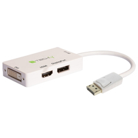 Techly IADAP DP-COMBOF3 adaptador de cable de vídeo DisplayPort DisplayPort + DVI + HDMI Blanco