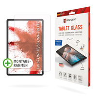 Displex Tablet Glass (9H) für Samsung Galaxy Tab S7+/S7 FE/S8+/S9+/S9 FE+, Eco-Montagerahmen L-Form, unzerbrechlich