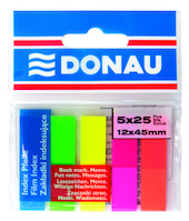 Zakładki indeksujące DONAU, PP, 12x45mm, 5x25 kart., mix kolorów