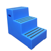 Heavy Duty Safety Steps & Mounting Block - Three Step - Blue