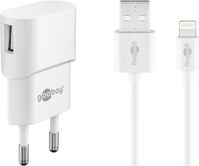 USB-Ladegerät, 1 Port, 1A, inkl. Anschlusskabel Apple Lightning Connector an USB A Stecker, weiß, 1m