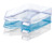 Briefablage VIVA, DIN A4/C4, stapelbar, mit Clip, hochglänzend, transparent-blau