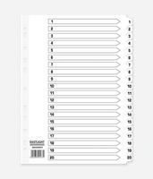 ValueX Index 1-20 A4 Card White with White Mylar Tabs 80060DENT