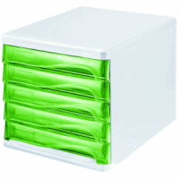 Schubladenbox 5 Schübe grün transluzent/lichtgrau