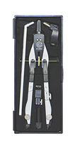 Normalansicht - Ecobra Schnellverstell-Zirkel Serie New Master 2 Kunststoff-Druckhebel, mit Verlängerungsstange und Adapter, Arbeitsbereich bis Ø 570 mm, mattvernickelt