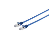 Netzwerkkabel-RJ45 Patchkabel-Flachkabel, Flat U/FTP m. CAT 7 Rohkabel, slim, blau 3,0m