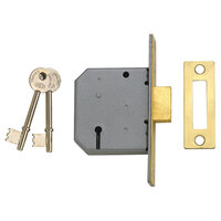UNION J2177-PL-2.50 2177 3 Lever Mortice Deadlock Polished Brass 65mm 2.5in Box