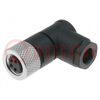 Connector: M8; female; PIN: 4; angled 90°; for cable; plug