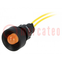 Controlelampje: LED; hol; oranje; 230VAC; Ø13mm; IP40; draden 300mm
