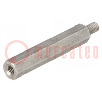 Screwed spacer sleeve; 40mm; Int.thread: M4; Ext.thread: M4