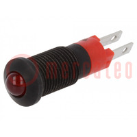 Kontrolka: LED; wypukła; czerwony; 12÷14VDC; Ø8,2mm; IP40; metal