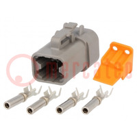 Connector: wire-wire; DTP; female; plug; for cable; PIN: 4; crimped